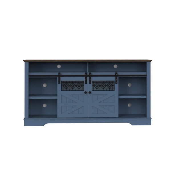 Farmhouse TV Stand with Sliding Barn Doors & Drawers – 75" Rustic Storage Cabinet for Living or Dining Room