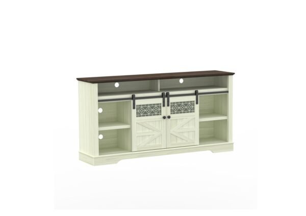 Farmhouse TV Stand with Sliding Barn Doors & Drawers – 75" Rustic Storage Cabinet for Living or Dining Room - Image 16
