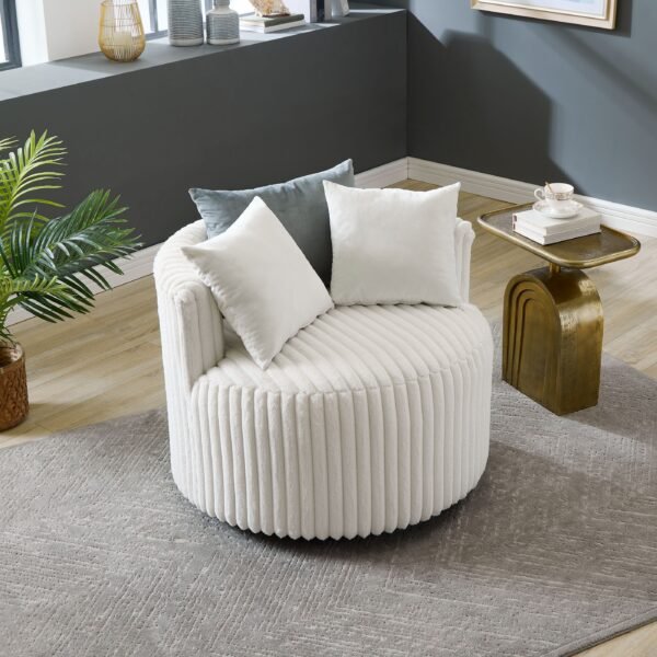 Orange Chenille Accent Chair with Solid Wood Legs – Modern Comfort for Living Room - Image 2