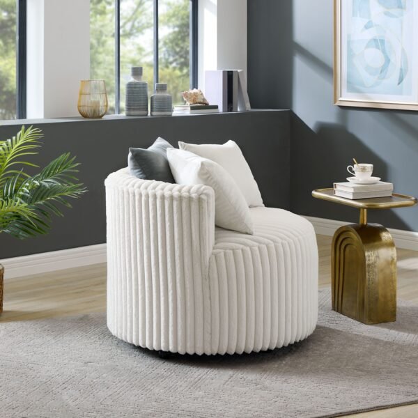 Orange Chenille Accent Chair with Solid Wood Legs – Modern Comfort for Living Room - Image 4