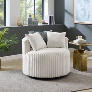 Orange Chenille Accent Chair with Solid Wood Legs – Modern Comfort for Living Room