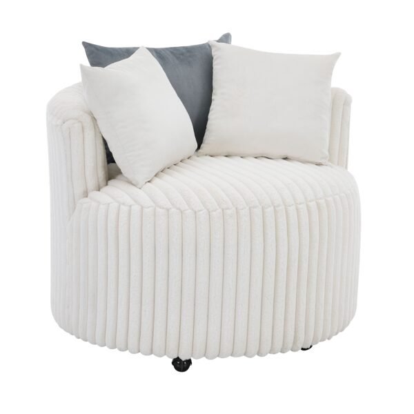 Orange Chenille Accent Chair with Solid Wood Legs – Modern Comfort for Living Room - Image 9