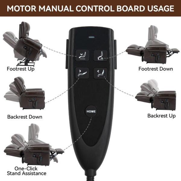 Genuine Leather Dual Motor Power Lift Recliner Chair – Heat & Massage, USB, 350 LBS Capacity, Brown - Image 14