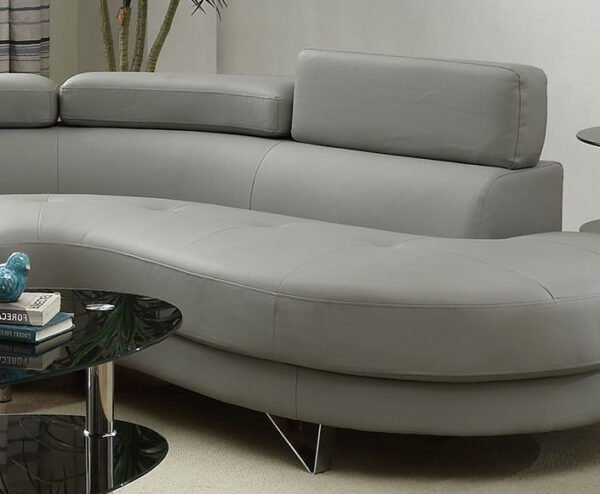 Light Grey Faux Leather Sectional Sofa – 2-Piece Set with Adjustable Headrests - Image 4