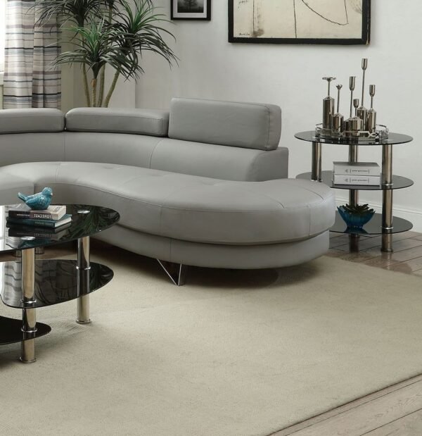 Light Grey Faux Leather Sectional Sofa – 2-Piece Set with Adjustable Headrests - Image 7