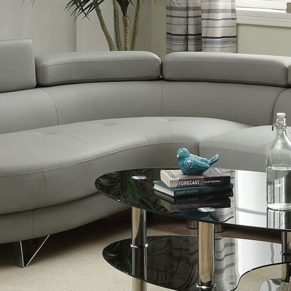Light Grey Faux Leather Sectional Sofa – 2-Piece Set with Adjustable Headrests - Image 9