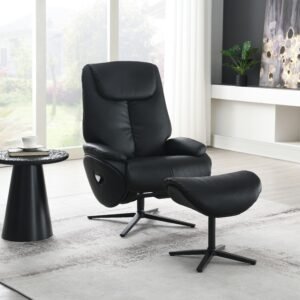 Black Motion Swivel Accent Chair with Ottoman