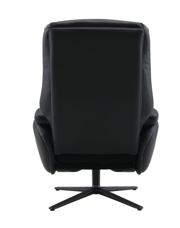 Black Swivel Recliner Chair with Ottoman in Genuine Leather – Modern Motion Accent - Image 7