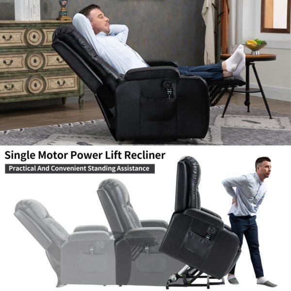 Heavy-Duty Power Lift Recliner with Massage, Heat & USB – 350 lbs Capacity - Image 11