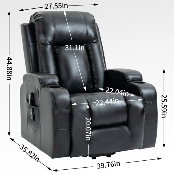 Heavy-Duty Power Lift Recliner with Massage, Heat & USB – 350 lbs Capacity - Image 3