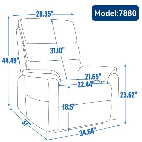 Brown Dual Motor Power Lift Recliner Chair with Massage, Heat & Remote – 350 lbs Chenille Recliner - Image 8