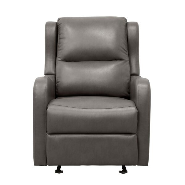 Gray Faux Leather Glider Recliner Chair – Gentle Motion Living Room Seating - Image 3