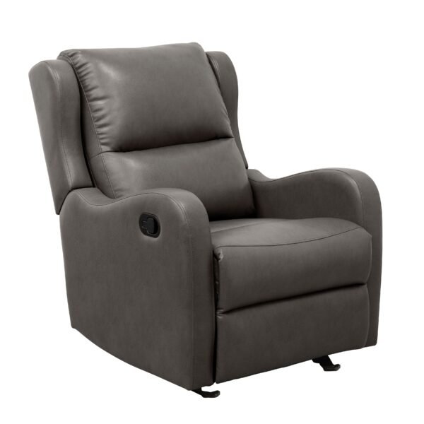 Gray Faux Leather Glider Recliner Chair – Gentle Motion Living Room Seating - Image 4