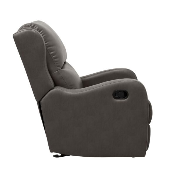 Gray Faux Leather Glider Recliner Chair – Gentle Motion Living Room Seating - Image 5