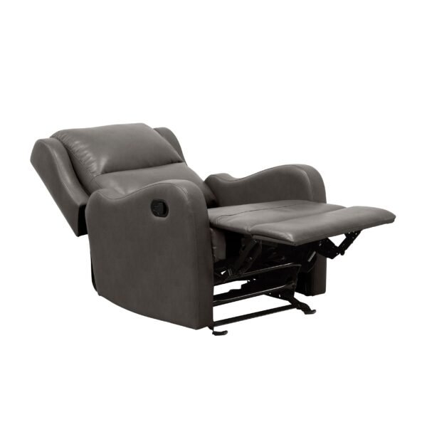Gray Faux Leather Glider Recliner Chair – Gentle Motion Living Room Seating - Image 6
