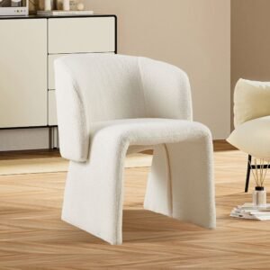 Cozy up in this stylish off-white accent chair crafted with soft teddy upholstery and plush cushioning. A modern design perfect for bedrooms, living rooms, or office