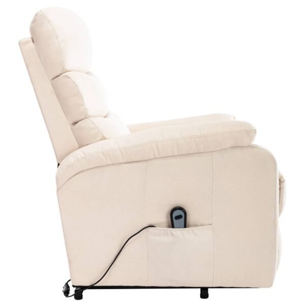 Cream Fabric Power Lift Recliner with Massage, USB & Side Pocket - Image 4