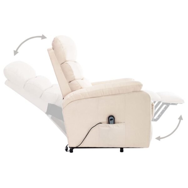 Cream Fabric Power Lift Recliner with Massage, USB & Side Pocket - Image 5