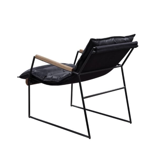Distressed Espresso Leather Accent Chair with Sled Base – Top Grain Leather & Matt Iron Frame - Image 8