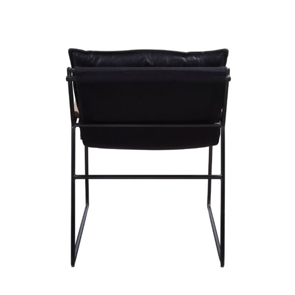 Distressed Espresso Leather Accent Chair with Sled Base – Top Grain Leather & Matt Iron Frame - Image 9
