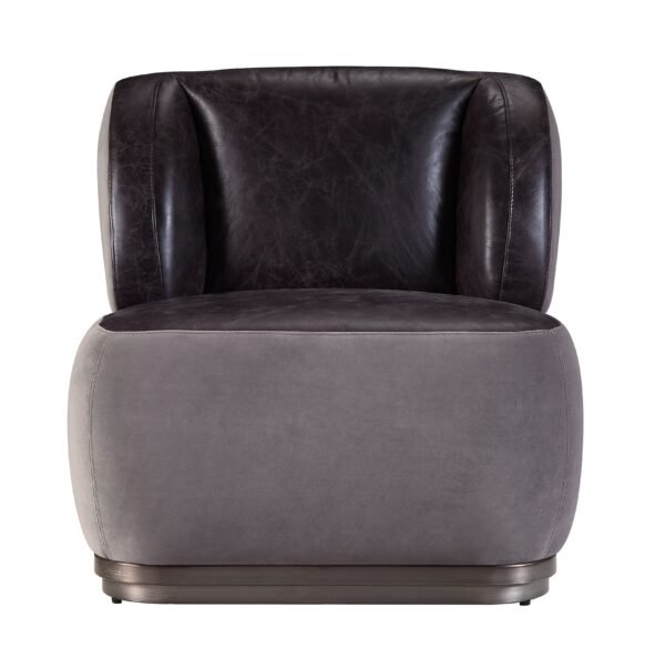 Antique Slate and Grey Accent Chair – Vintage Top Grain Leather with Aluminum Frame for Glam Spaces - Image 2