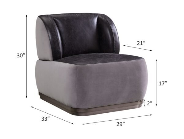 Antique Slate and Grey Accent Chair – Vintage Top Grain Leather with Aluminum Frame for Glam Spaces - Image 5