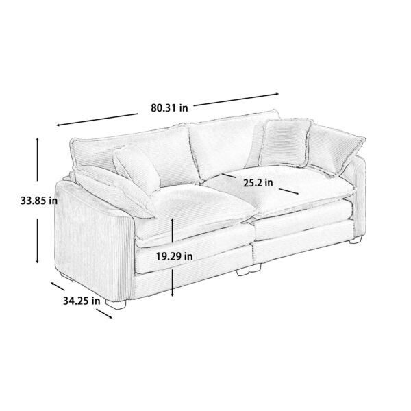 Modern Beige Corduroy Sofa Set – 2-Seater & 3-Seater Couch Set for Living Room, Deep Seat Upholstery - Image 11