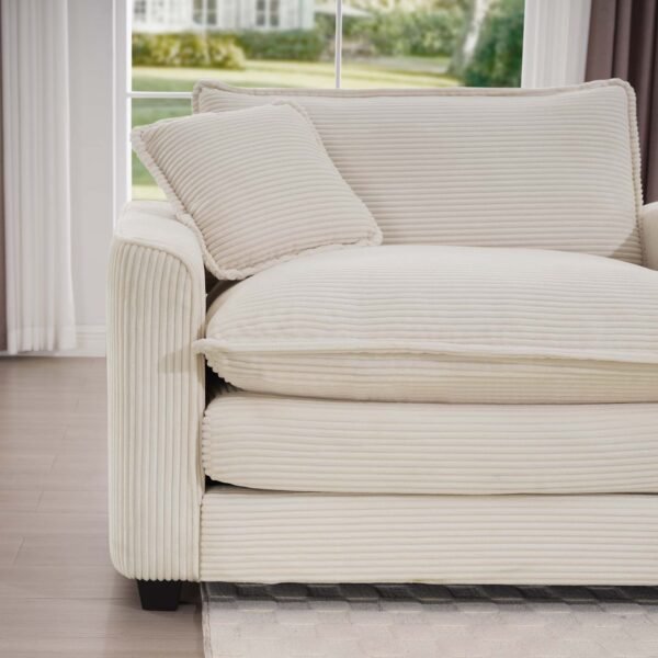 Modern Beige Corduroy Sofa Set – 2-Seater & 3-Seater Couch Set for Living Room, Deep Seat Upholstery - Image 12