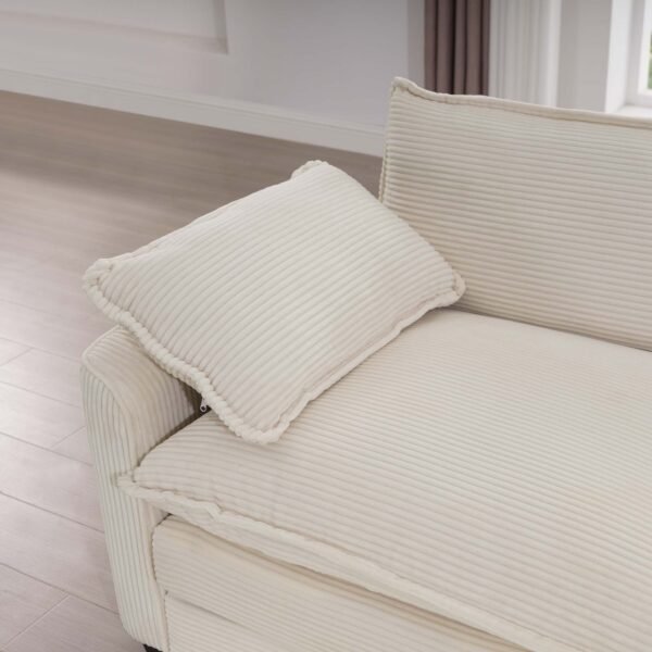Modern Beige Corduroy Sofa Set – 2-Seater & 3-Seater Couch Set for Living Room, Deep Seat Upholstery - Image 14