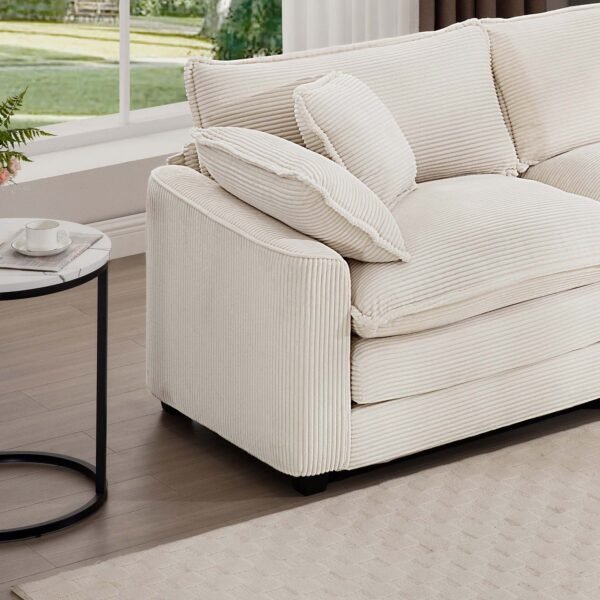 Modern Beige Corduroy Sofa Set – 2-Seater & 3-Seater Couch Set for Living Room, Deep Seat Upholstery - Image 18