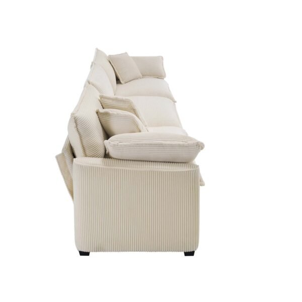 Modern Beige Corduroy Sofa Set – 2-Seater & 3-Seater Couch Set for Living Room, Deep Seat Upholstery - Image 6