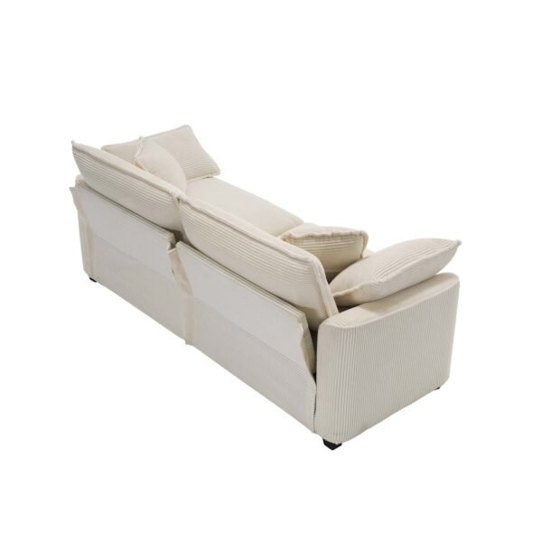 Modern Beige Corduroy Sofa Set – 2-Seater & 3-Seater Couch Set for Living Room, Deep Seat Upholstery - Image 7