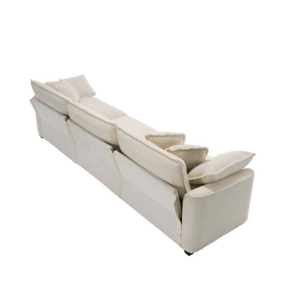 Modern Beige Corduroy Sofa Set – 2-Seater & 3-Seater Couch Set for Living Room, Deep Seat Upholstery - Image 8