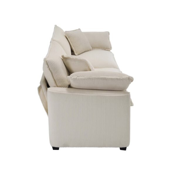 Modern Beige Corduroy Sofa Set – 2-Seater & 3-Seater Couch Set for Living Room, Deep Seat Upholstery - Image 9