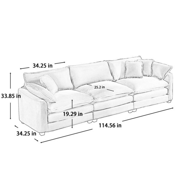 Modern Beige Corduroy Sofa Set – 2-Seater & 3-Seater Couch Set for Living Room, Deep Seat Upholstery - Image 10