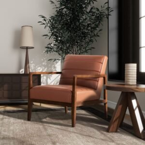 Kenneth 28" Modern-Transitional Lounge Accent Chair, Leather&Faux Leather
