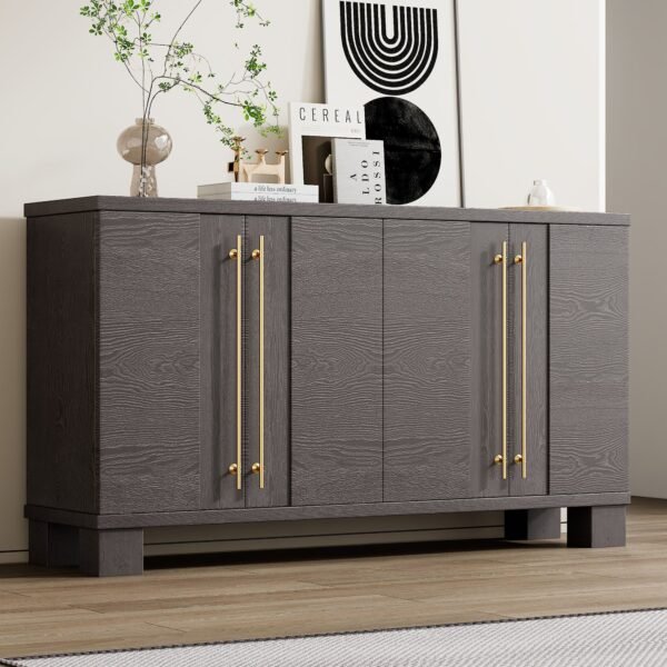 Wood Traditional Style Sideboard with Adjustable Shelves and Gold Handles for Kitchen,Dining Room and Living Room - Image 8