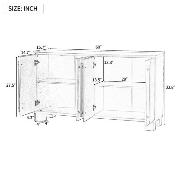 Wood Traditional Style Sideboard with Adjustable Shelves and Gold Handles for Kitchen,Dining Room and Living Room - Image 18