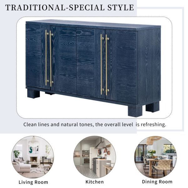Wood Traditional Style Sideboard with Adjustable Shelves and Gold Handles for Kitchen,Dining Room and Living Room - Image 19