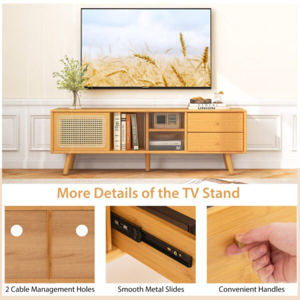 Bamboo TV Stand for TV up to 65 Inch - Image 6
