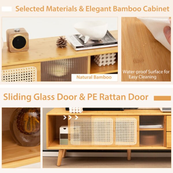 Bamboo TV Stand for TV up to 65 Inch - Image 8