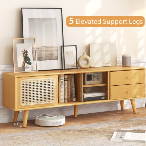 Bamboo TV Stand for TV up to 65 Inch - Image 9