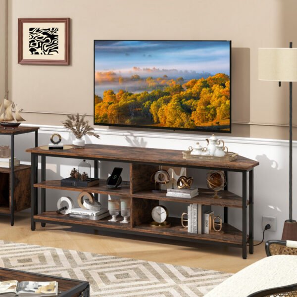 3-Tier Corner TV Stand for TVs up to 65 Inches with Charging Station - Image 22