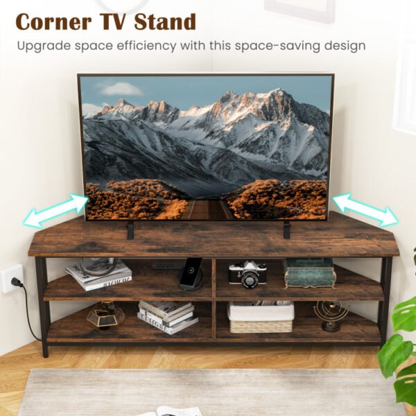 3-Tier Corner TV Stand for TVs up to 65 Inches with Charging Station - Image 23