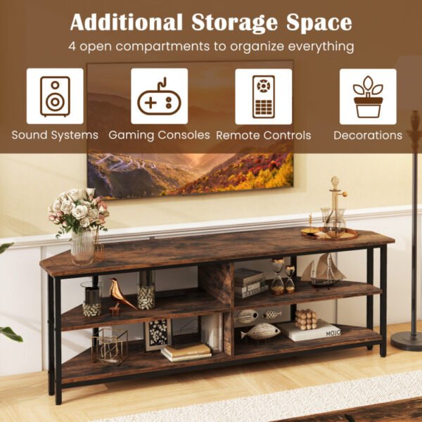 3-Tier Corner TV Stand for TVs up to 65 Inches with Charging Station - Image 26