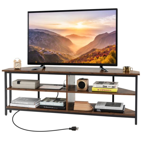 3-Tier Corner TV Stand for TVs up to 65 Inches with Charging Station - Image 21