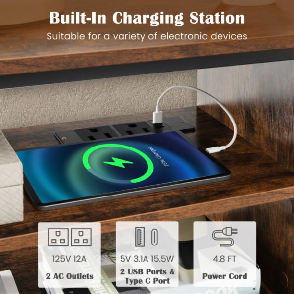 3-Tier Corner TV Stand for TVs up to 65 Inches with Charging Station - Image 28