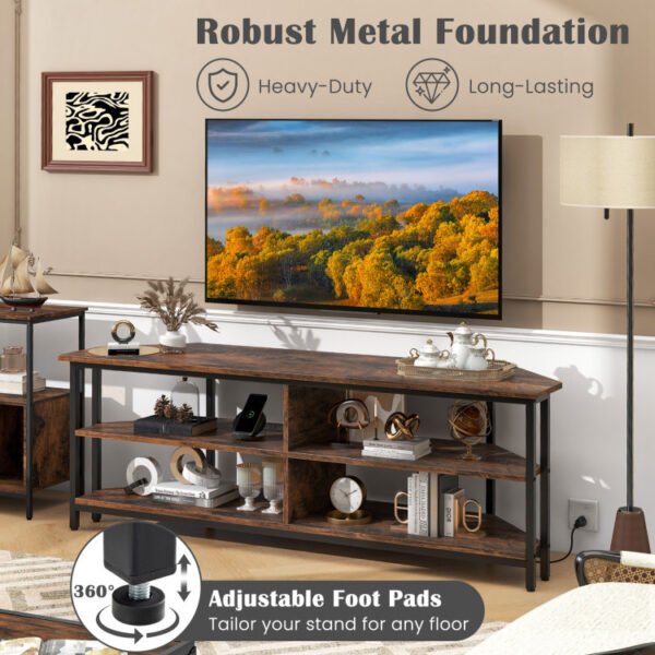 3-Tier Corner TV Stand for TVs up to 65 Inches with Charging Station - Image 30