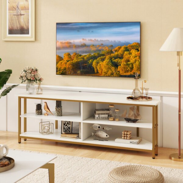 3-Tier Corner TV Stand for TVs up to 65 Inches with Charging Station - Image 13