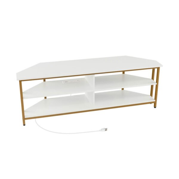 3-Tier Corner TV Stand for TVs up to 65 Inches with Charging Station - Image 15